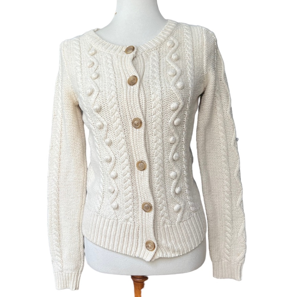 Aerie short cable cream sweater Sz M